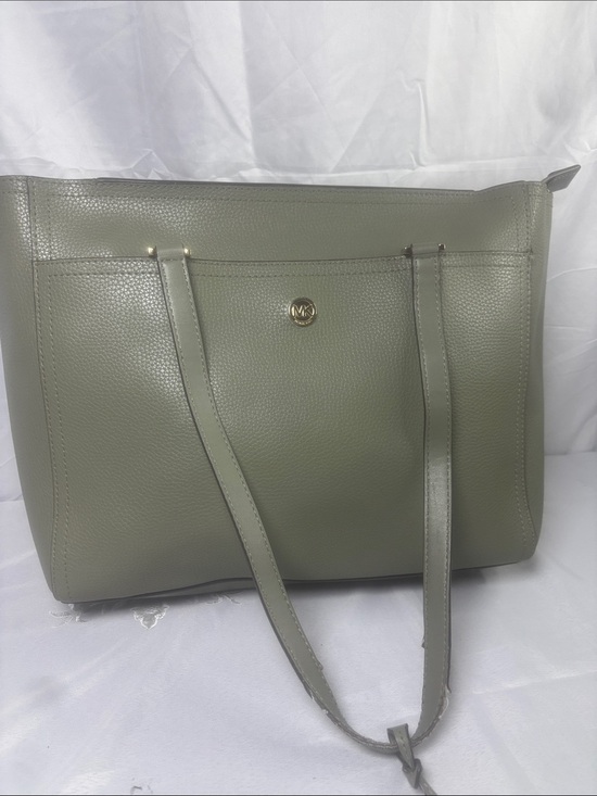 Michael Kors Handbags - Michael Kors Olive Green Pebbled Leather Tote with Gold MK Emblem